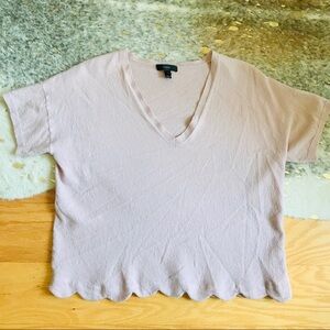 J. Crew Merino Wool Scallop Hem Sweater Large pink